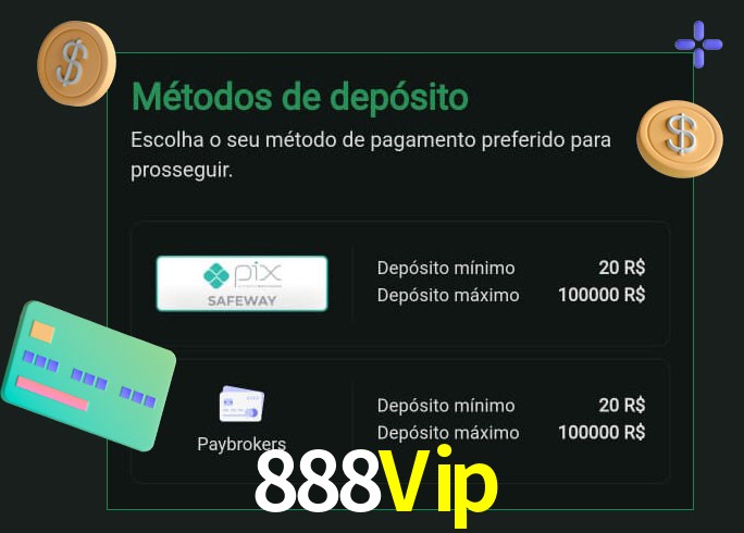 O cassino 888Vip oferece uma grande variedade de métodos de pagamento